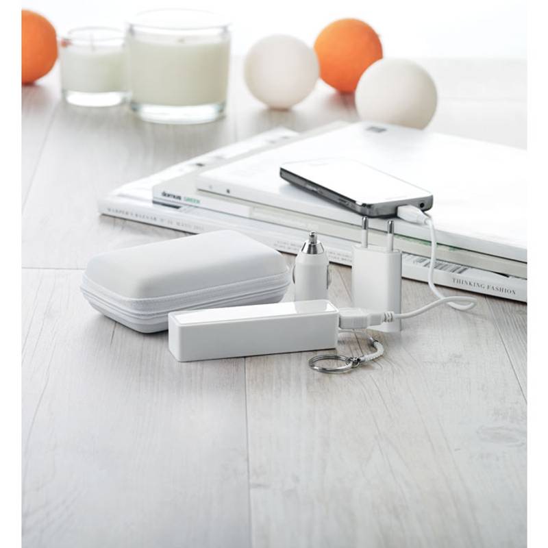 CINAMON cestovná sada powerbanka, autonabíjačka a USB kábel, biela CINAMON cestovná sada powerbanka, autonabíjačka a USB kábel, biela