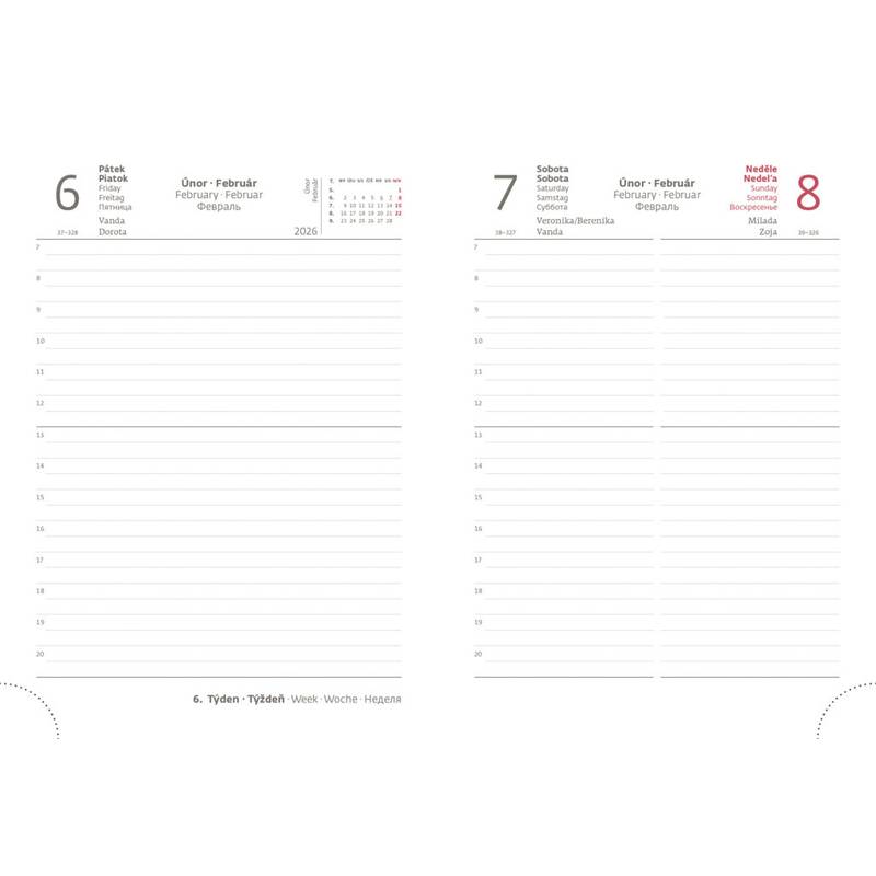 Denný diár B6 Flip zeleno/sivý, 2026 Denný diár B6 Flip zeleno/sivý, 2026