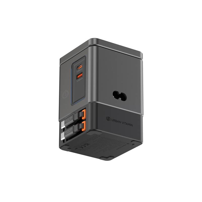 Urban Vitamin Sacramento 105W GaN stanica s nav. káblami, sivá - čierna Urban Vitamin Sacramento 105W GaN stanica s nav. káblami, sivá - čierna