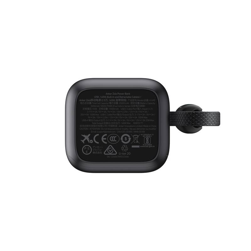 Anker powerbanka 25 000 mAh 165 W se zabud. zasouvacím kabelem, šedá - černá Anker powerbanka 25 000 mAh 165 W se zabud. zasouvacím kabelem, šedá - černá