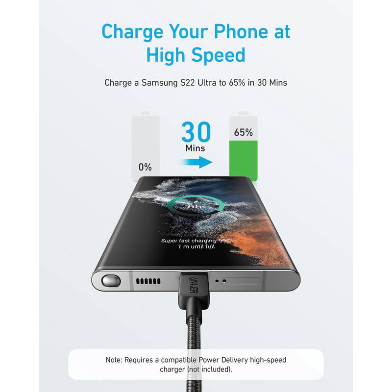 Anker USB-C na USB-C kabel 1,8 m 60 W, šedá - černá Anker USB-C na USB-C kabel 1,8 m 60 W, šedá - černá
