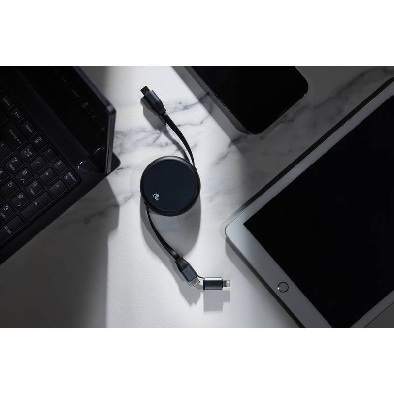 Terra RCS recyklovaný hliníkový zasúvateľný 240W 2-v-1 kábel, čierna Terra RCS recyklovaný hliníkový zasúvateľný 240W 2-v-1 kábel, čierna