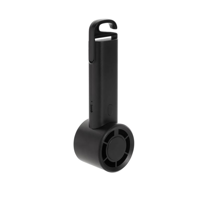 Twist RCS přenosný nabíjecí ventilátor z rec. plastu, černá Twist RCS přenosný nabíjecí ventilátor z rec. plastu, černá