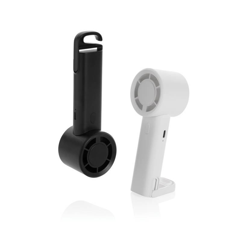 Twist RCS přenosný nabíjecí ventilátor z rec. plastu, černá Twist RCS přenosný nabíjecí ventilátor z rec. plastu, černá