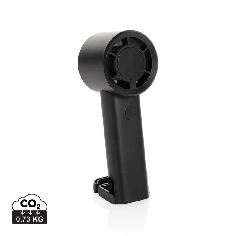 Twist RCS přenosný nabíjecí ventilátor z rec. plastu, černá Twist RCS přenosný nabíjecí ventilátor z rec. plastu, černá