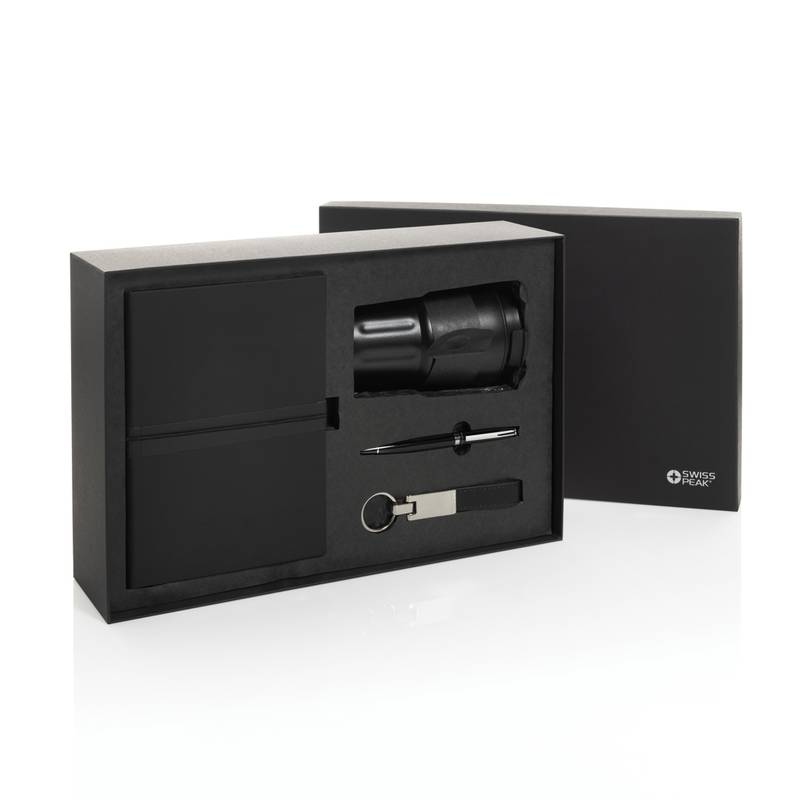 Swiss Peak RCS cert. Luxusní business sada s termohrnkem, černá Swiss Peak RCS cert. Luxusní business sada s termohrnkem, černá