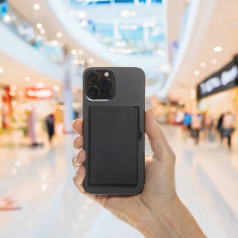 Štand. hlin. RFID magnetický držiak na karty a na telefón, čierna Štand. hlin. RFID magnetický držiak na karty a na telefón, čierna