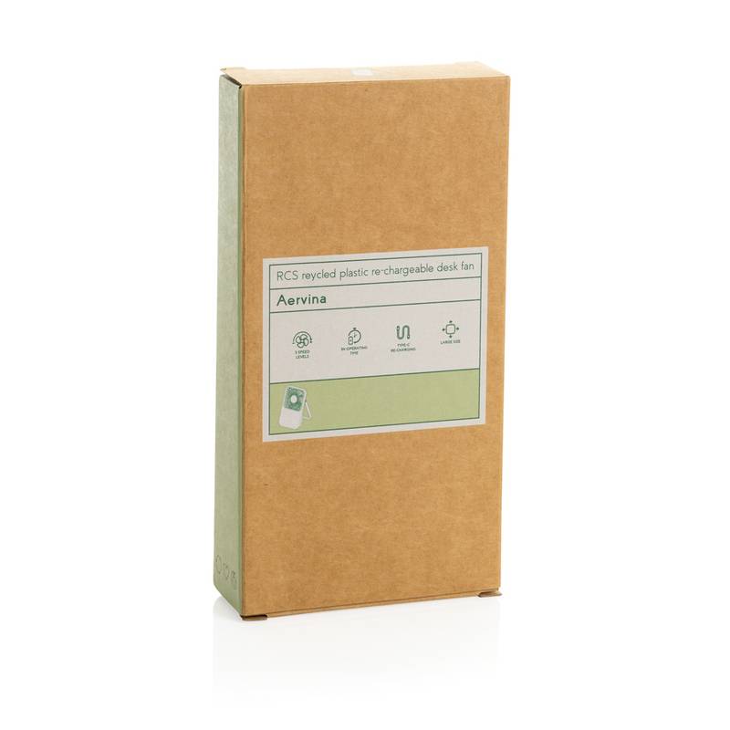 Aervina RCS nabíjecí stolní ventilátor z rec. plastu, černá Aervina RCS nabíjecí stolní ventilátor z rec. plastu, černá