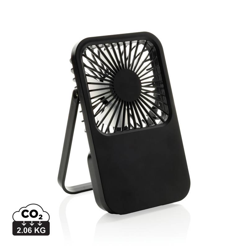Aervina RCS nabíjateľný stolový ventilátor z rec. plastu, čierna Aervina RCS nabíjateľný stolový ventilátor z rec. plastu, čierna