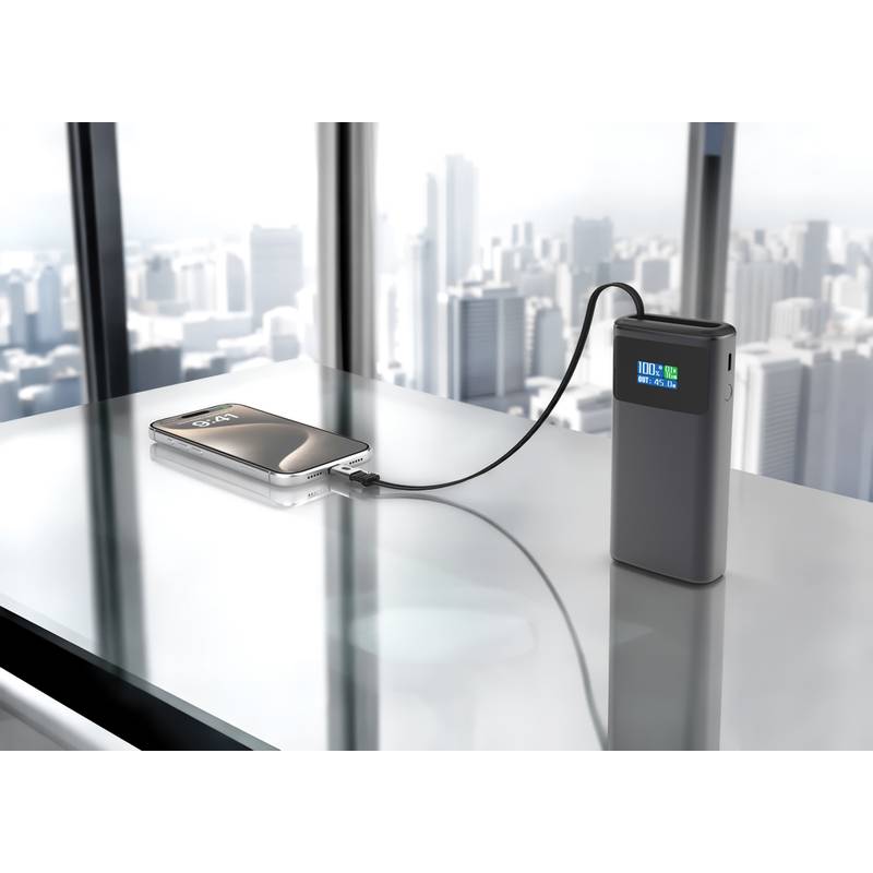 Quantum RCS ultra-rychlá PD 45W 10 000 mAh powerb. s displ., šedá - černá Quantum RCS ultra-rychlá PD 45W 10 000 mAh powerb. s displ., šedá - černá