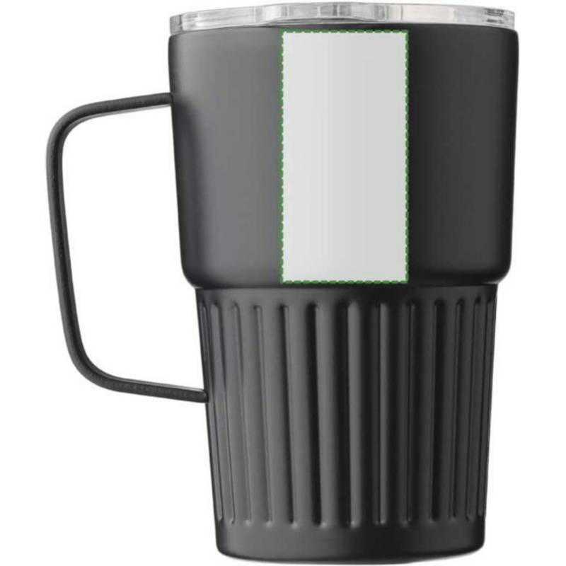 Cestovný hrnček z recyklovaného nerezu s dvojitou stenou (450 ml) Calo, čierna Cestovný hrnček z recyklovaného nerezu s dvojitou stenou (450 ml) Calo, čierna