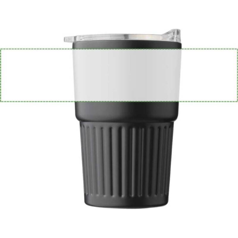 Cestovný hrnček z recyklovaného nerezu s dvojitou stenou (450 ml) Calo, čierna Cestovný hrnček z recyklovaného nerezu s dvojitou stenou (450 ml) Calo, čierna