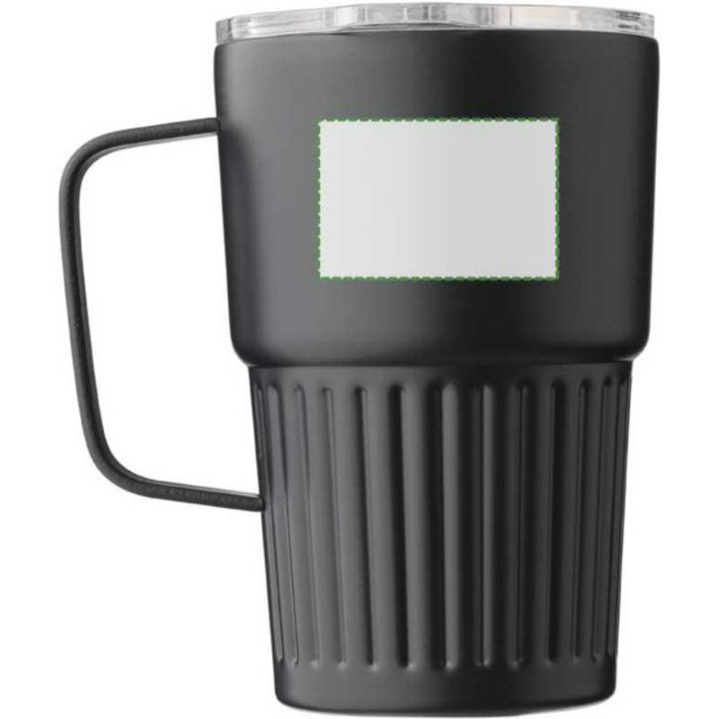 Cestovný hrnček z recyklovaného nerezu s dvojitou stenou (450 ml) Calo, čierna Cestovný hrnček z recyklovaného nerezu s dvojitou stenou (450 ml) Calo, čierna