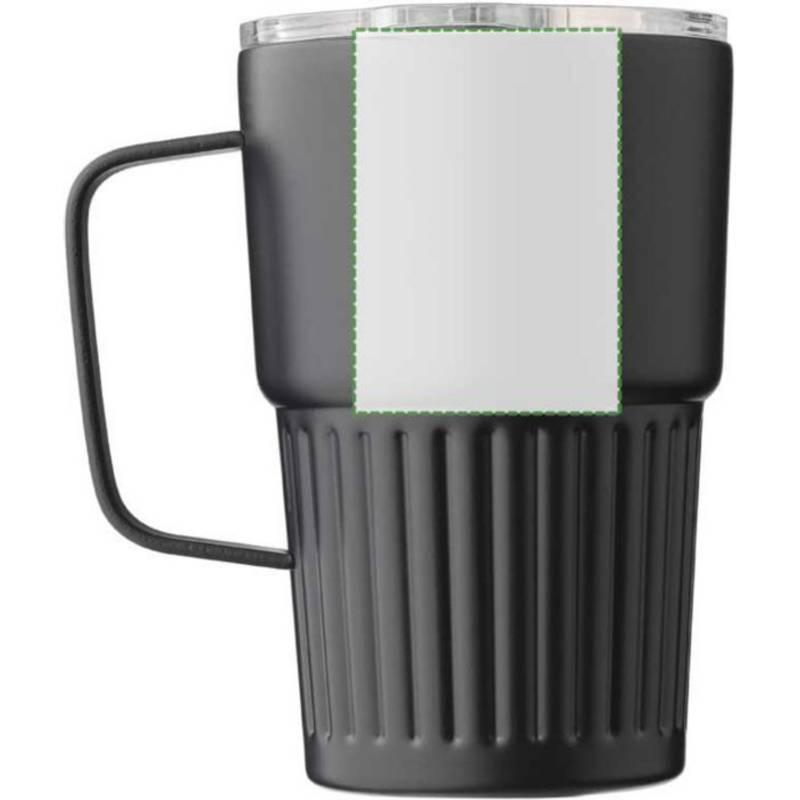 Cestovný hrnček z recyklovaného nerezu s dvojitou stenou (450 ml) Calo, čierna Cestovný hrnček z recyklovaného nerezu s dvojitou stenou (450 ml) Calo, čierna