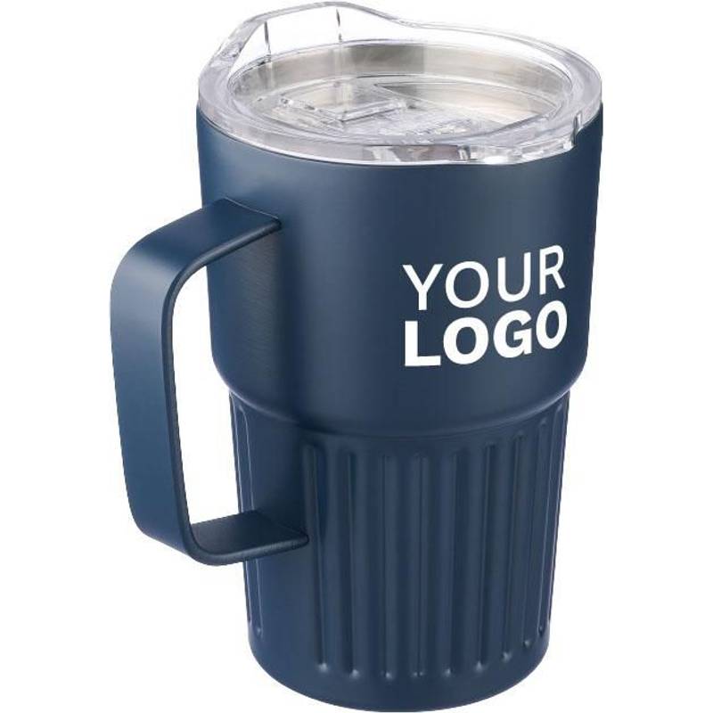 Cestovný hrnček z recyklovaného nerezu s dvojitou stenou (450 ml) Calo, čierna Cestovný hrnček z recyklovaného nerezu s dvojitou stenou (450 ml) Calo, čierna