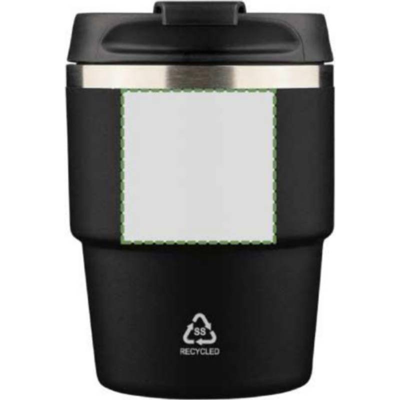 Hrnček z recyklovaného nerezu s dvojitou stenou (175 ml) Oli, čierna Hrnček z recyklovaného nerezu s dvojitou stenou (175 ml) Oli, čierna