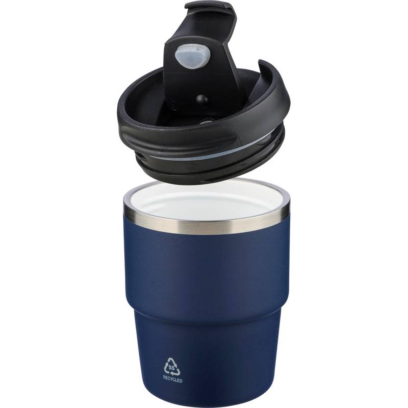 Hrnček z recyklovaného nerezu s dvojitou stenou (175 ml) Oli, čierna Hrnček z recyklovaného nerezu s dvojitou stenou (175 ml) Oli, čierna