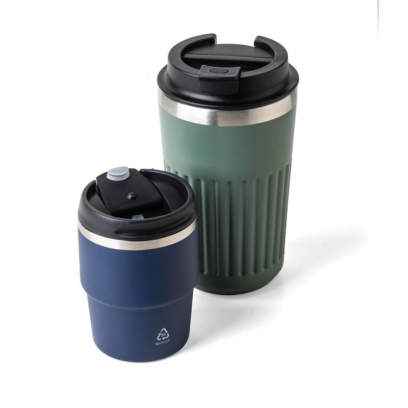 Hrnček z recyklovaného nerezu s dvojitou stenou (175 ml) Oli, čierna Hrnček z recyklovaného nerezu s dvojitou stenou (175 ml) Oli, čierna