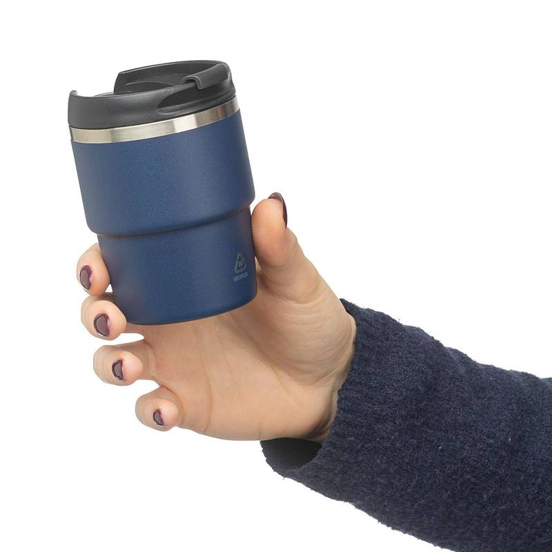 Hrnček z recyklovaného nerezu s dvojitou stenou (175 ml) Oli, čierna Hrnček z recyklovaného nerezu s dvojitou stenou (175 ml) Oli, čierna