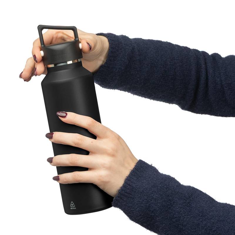 Dvojstenná fľaša z recyklovaného nerezu (600 ml) Mace, čierna Dvojstenná fľaša z recyklovaného nerezu (600 ml) Mace, čierna