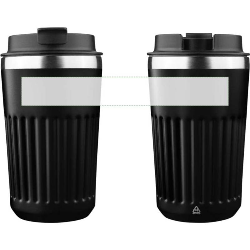 Cestovný hrnček z recyklovaného nerezu (400 ml) Chiara, čierna Cestovný hrnček z recyklovaného nerezu (400 ml) Chiara, čierna