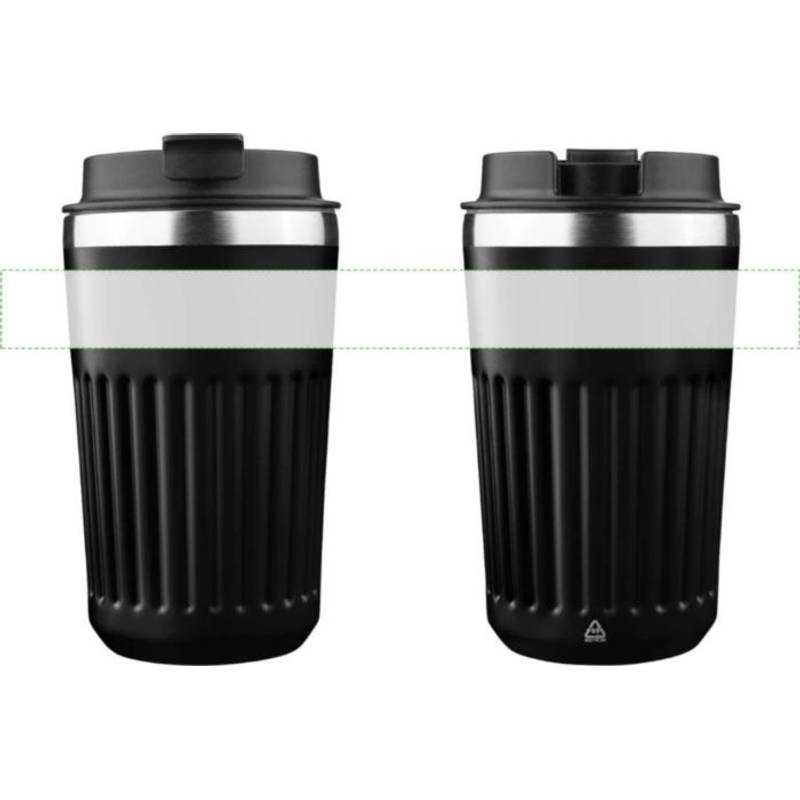 Cestovný hrnček z recyklovaného nerezu (400 ml) Chiara, čierna Cestovný hrnček z recyklovaného nerezu (400 ml) Chiara, čierna