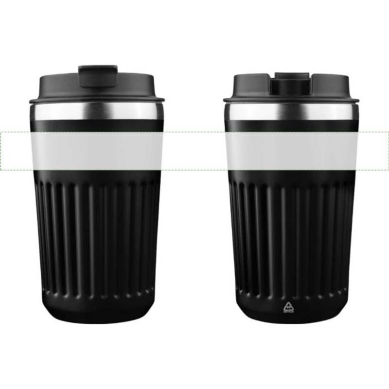 Cestovný hrnček z recyklovaného nerezu (400 ml) Chiara, čierna Cestovný hrnček z recyklovaného nerezu (400 ml) Chiara, čierna