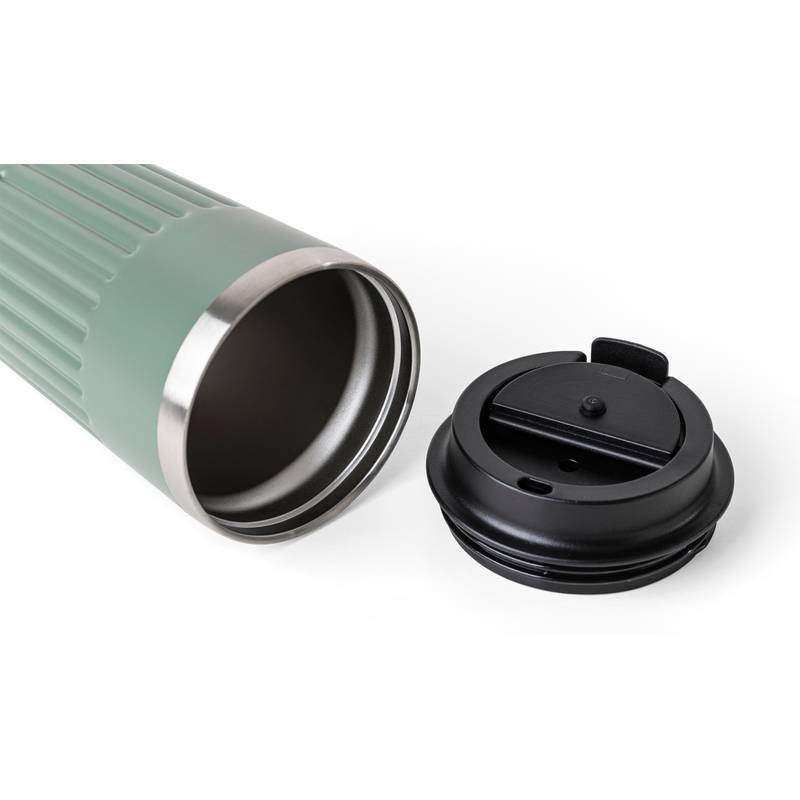 Cestovný hrnček z recyklovaného nerezu (400 ml) Chiara, čierna Cestovný hrnček z recyklovaného nerezu (400 ml) Chiara, čierna