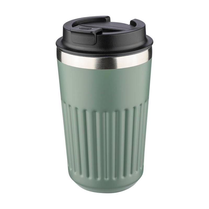 Cestovný hrnček z recyklovaného nerezu (400 ml) Chiara, čierna Cestovný hrnček z recyklovaného nerezu (400 ml) Chiara, čierna