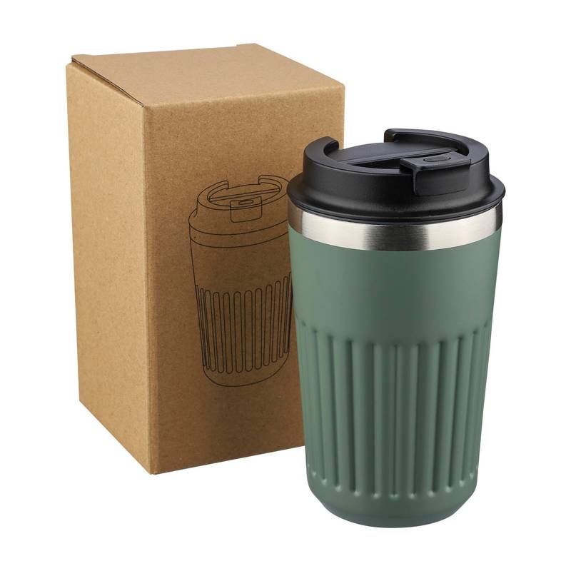 Cestovný hrnček z recyklovaného nerezu (400 ml) Chiara, čierna Cestovný hrnček z recyklovaného nerezu (400 ml) Chiara, čierna