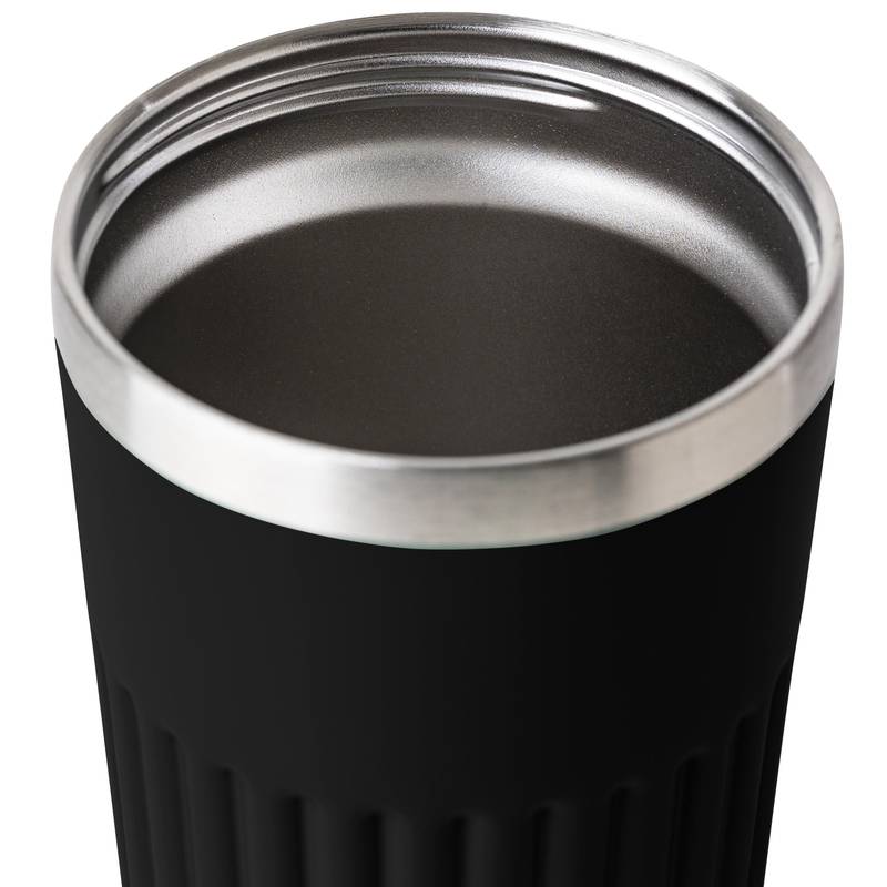 Cestovný hrnček z recyklovaného nerezu (400 ml) Chiara, čierna Cestovný hrnček z recyklovaného nerezu (400 ml) Chiara, čierna