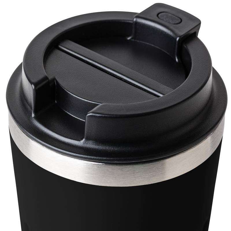 Cestovný hrnček z recyklovaného nerezu (400 ml) Chiara, čierna Cestovný hrnček z recyklovaného nerezu (400 ml) Chiara, čierna