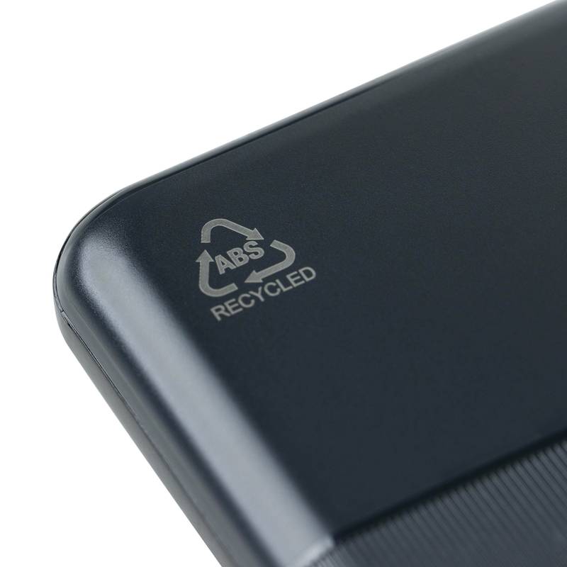 Powerbanka z rABS plastu Tavi, čierna Powerbanka z rABS plastu Tavi, čierna