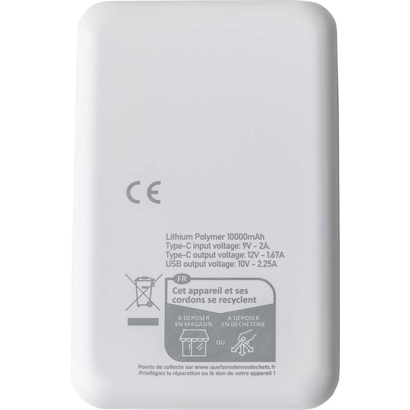 Powerbanka z rABS plastu Tavi, čierna Powerbanka z rABS plastu Tavi, čierna