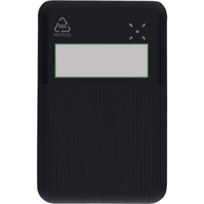 Powerbanka z rABS plastu Rayen, čierna Powerbanka z rABS plastu Rayen, čierna