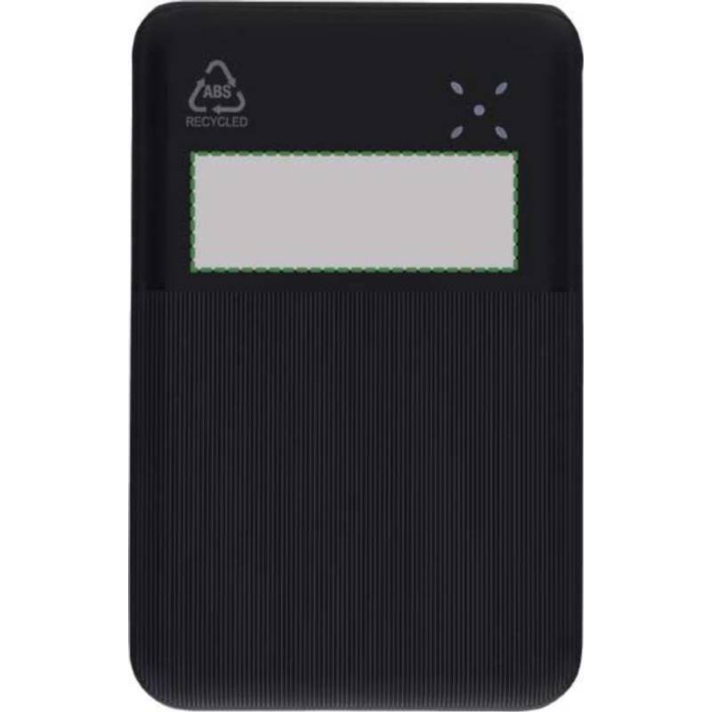 Powerbanka z rABS plastu Rayen, čierna Powerbanka z rABS plastu Rayen, čierna
