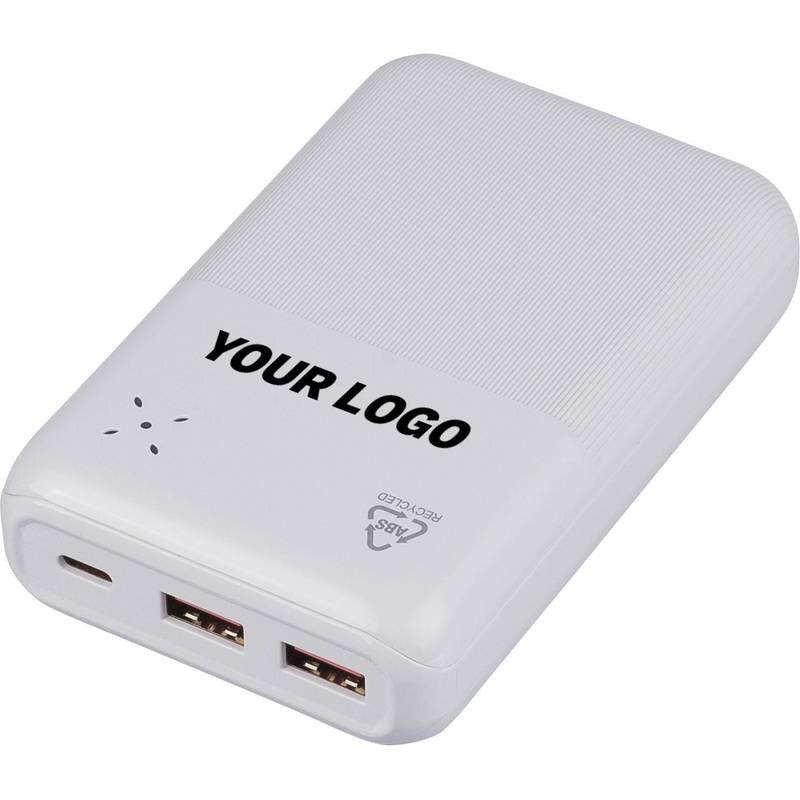 Powerbanka z rABS plastu Rayen, čierna Powerbanka z rABS plastu Rayen, čierna