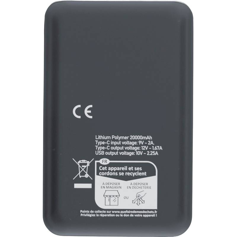 Powerbanka z rABS plastu Rayen, čierna Powerbanka z rABS plastu Rayen, čierna
