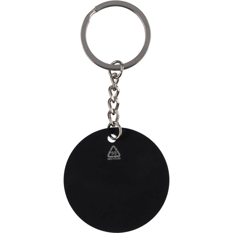 Kľúčenka s futbalovou loptou z recyklovaného nerezu Ciro, čierna Kľúčenka s futbalovou loptou z recyklovaného nerezu Ciro, čierna