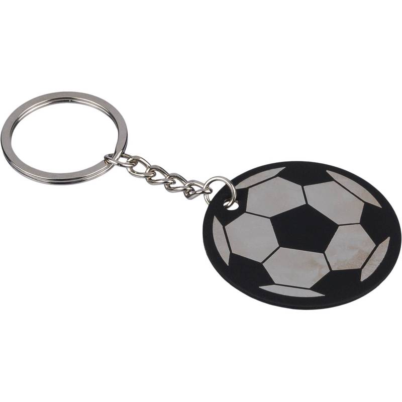 Kľúčenka s futbalovou loptou z recyklovaného nerezu Ciro, čierna Kľúčenka s futbalovou loptou z recyklovaného nerezu Ciro, čierna