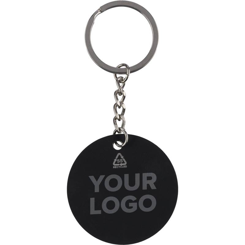 Kľúčenka s futbalovou loptou z recyklovaného nerezu Ciro, čierna Kľúčenka s futbalovou loptou z recyklovaného nerezu Ciro, čierna