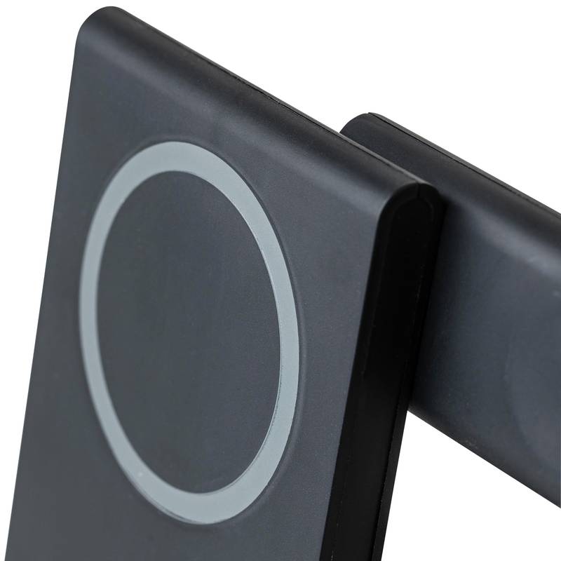 Bezdrôtová magnetická nabíjačka 3 v 1 z rABS Valerio, čierna Bezdrôtová magnetická nabíjačka 3 v 1 z rABS Valerio, čierna