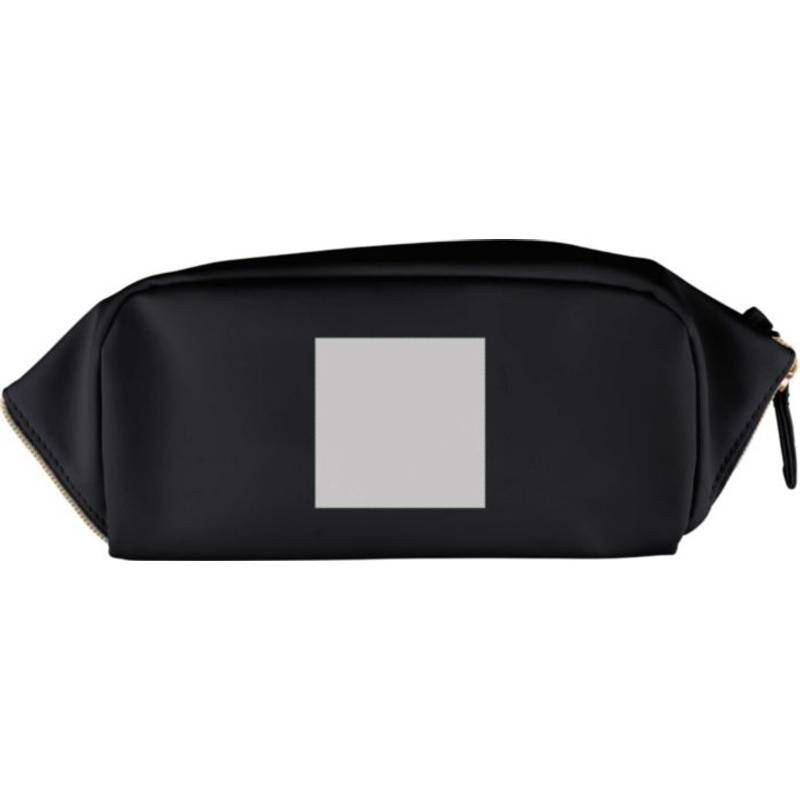 Recyklovaná PU toaletná taška Alon, čierna Recyklovaná PU toaletná taška Alon, čierna