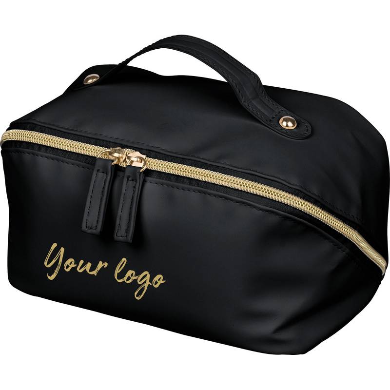 Recyklovaná PU toaletná taška Alon, čierna Recyklovaná PU toaletná taška Alon, čierna