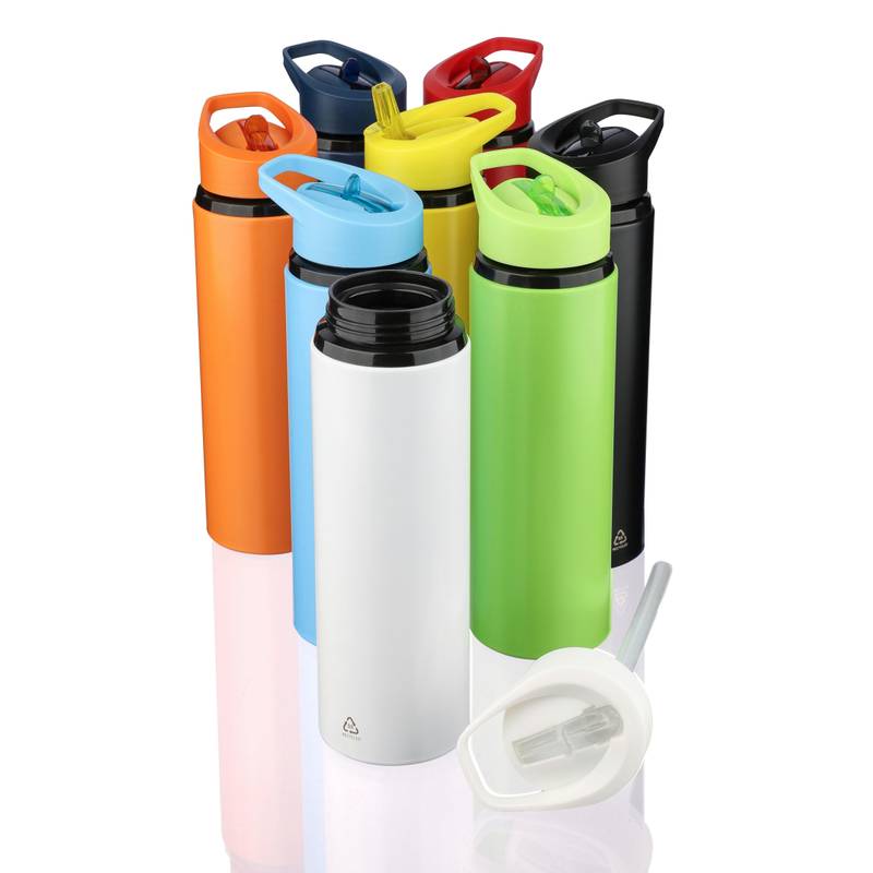 Fľaša na pitie z recyklovaného nerezu (500 ml) Zeno, čierna Fľaša na pitie z recyklovaného nerezu (500 ml) Zeno, čierna