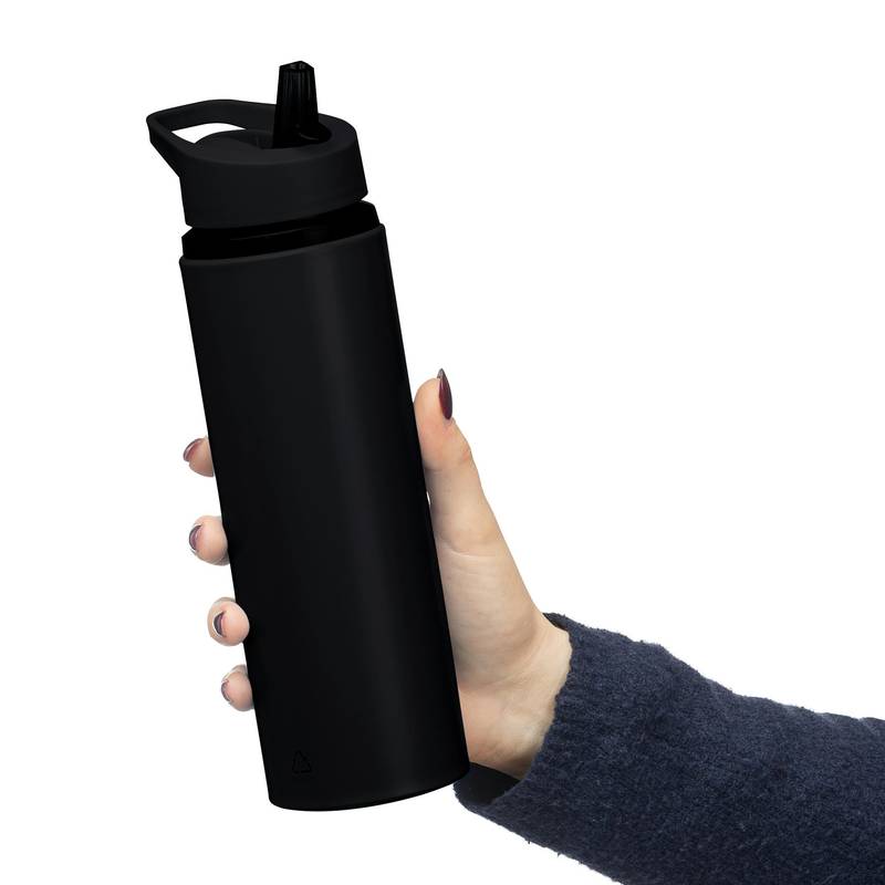 Fľaša na pitie z recyklovaného nerezu (500 ml) Zeno, čierna Fľaša na pitie z recyklovaného nerezu (500 ml) Zeno, čierna