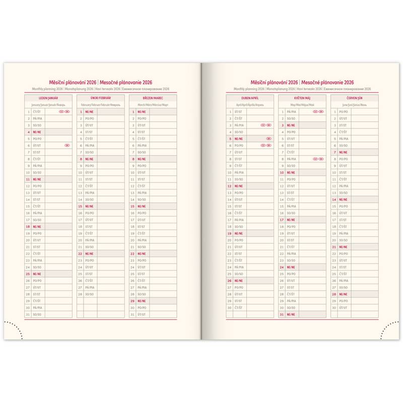 NOTIQUE Týždenný diár Rivoli 2026, ružový, 15 x 21 cm NOTIQUE Týždenný diár Rivoli 2026, ružový, 15 x 21 cm