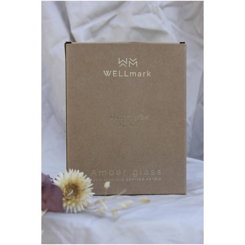 Wellmark Discovery dávkovač mydla 200ml a 150g sviečok - s vôňou bambusu, žltá Amber Wellmark Discovery dávkovač mydla 200ml a 150g sviečok - s vôňou bambusu, žltá Amber