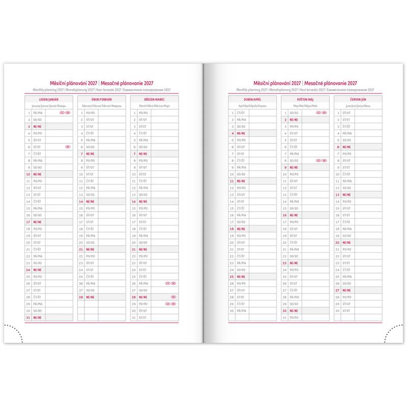 NOTIQUE Denní diář Aprint 2026, červený, 15 x 21 cm NOTIQUE Denní diář Aprint 2026, červený, 15 x 21 cm