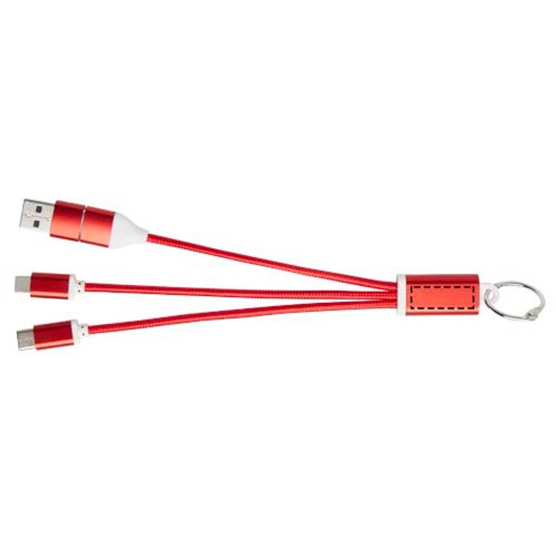 Metal Nabíjací kábel 4v1 z recykl. hliníka s kľúčenkou, červená Metal Nabíjací kábel 4v1 z recykl. hliníka s kľúčenkou, červená